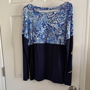 Lilly Pulitzer Blue and Navy Long Sleeve Top